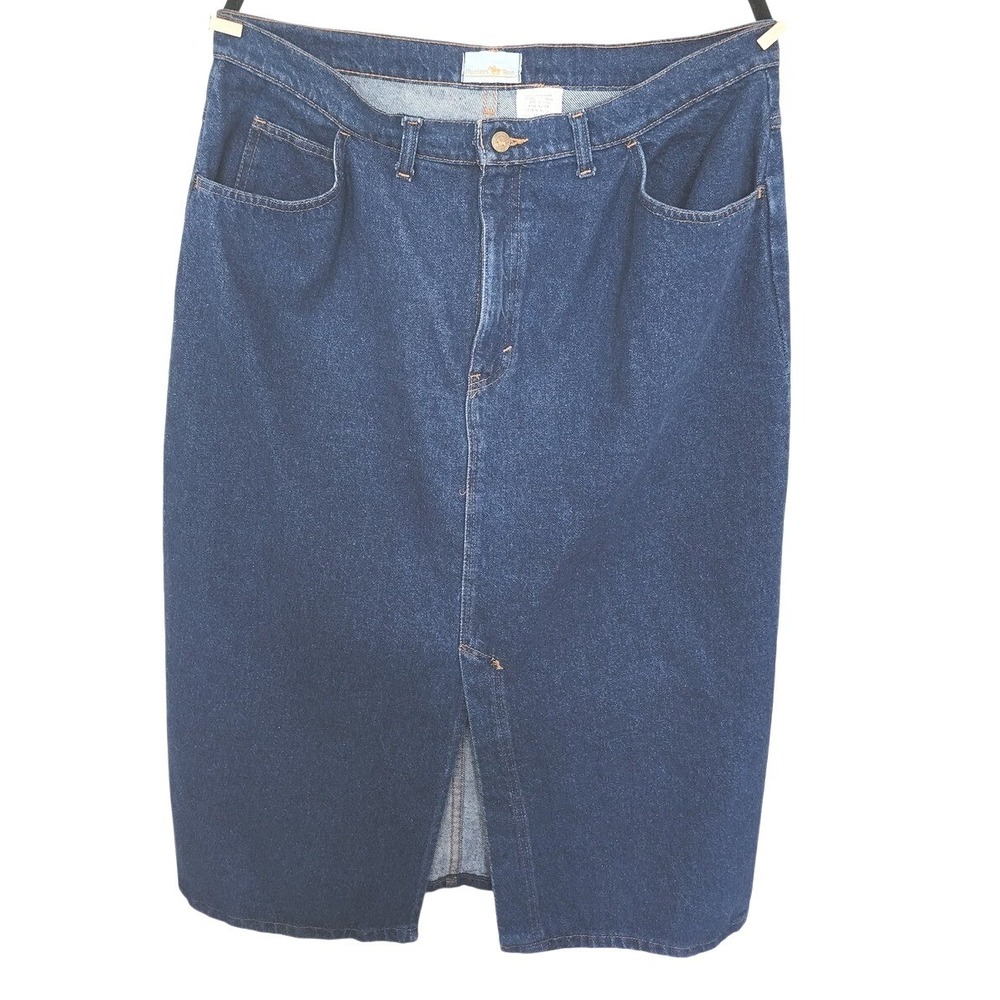 Hunters Run Vintage Denim Midi Skirt Women 14 High Waist Cottagecore Made in USA
